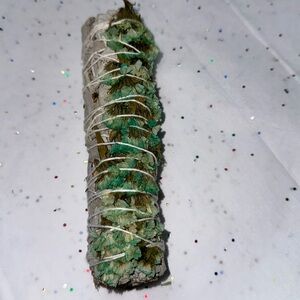 Green Sinuata Flower White Sage Smudge Torch 6”
